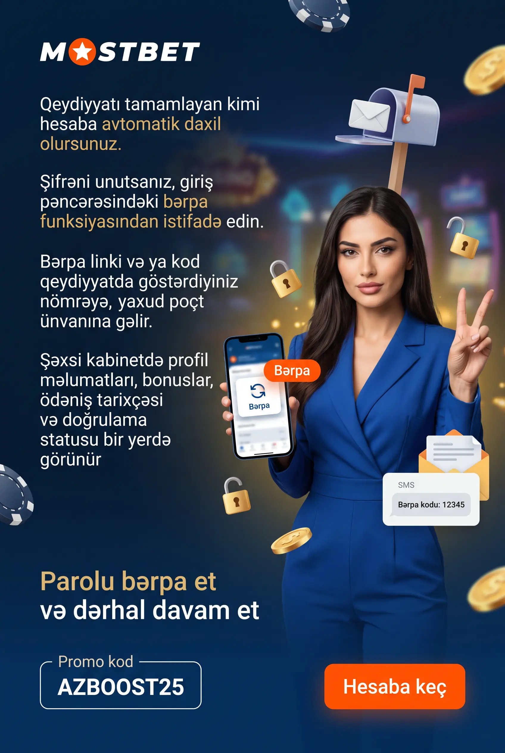 Qeydiyyatdan sonra hesaba giriş və təhlükəsizlik