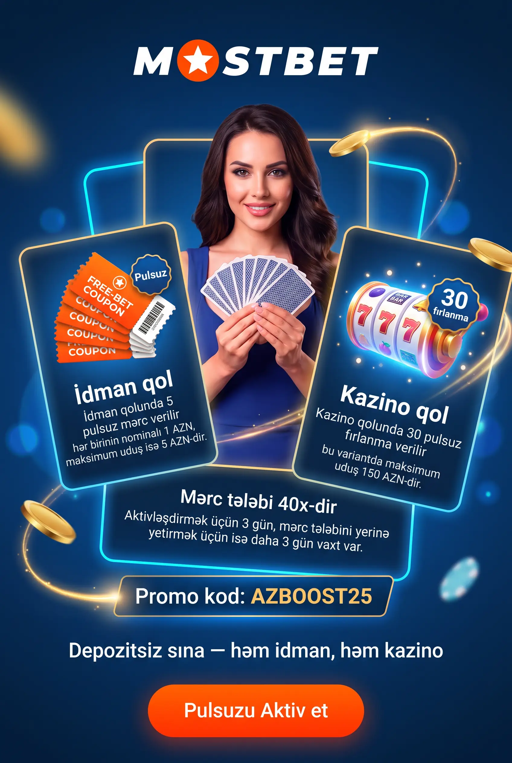 Depozitsiz bonus və pulsuz fırlanmalar şərtləri